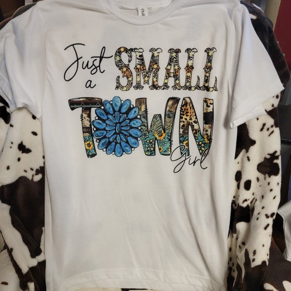 5 Pack Small Town Girl Western Crew Neck Unisex Women White Short Sleeve T-Shirt
